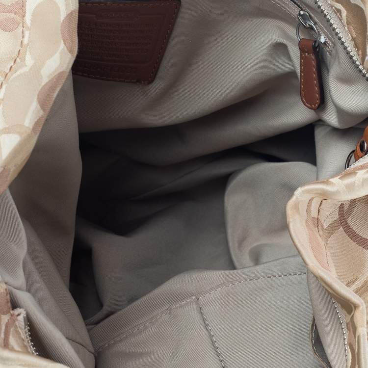 Pre Owned Coach Beige Canvas And Leather Carly Hobo