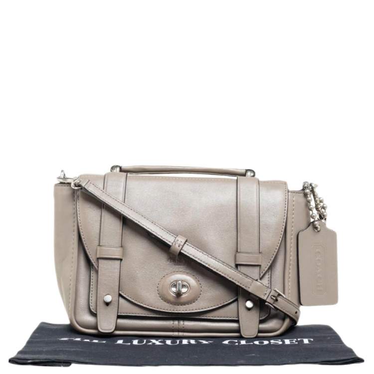 Pre Owned Coach Grey Leather Mini Bleecker Brooklyn Top Handle Bag
