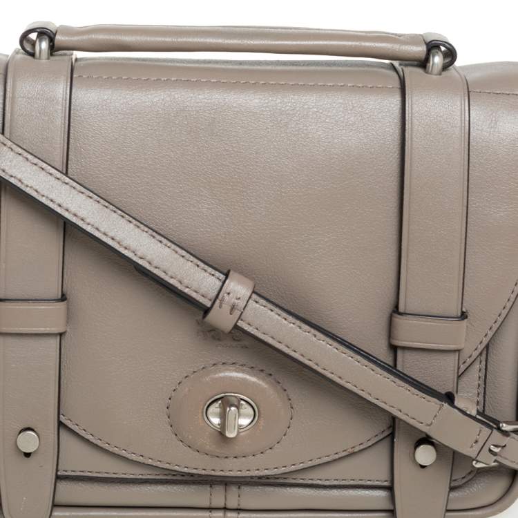 Pre Owned Coach Grey Leather Mini Bleecker Brooklyn Top Handle Bag