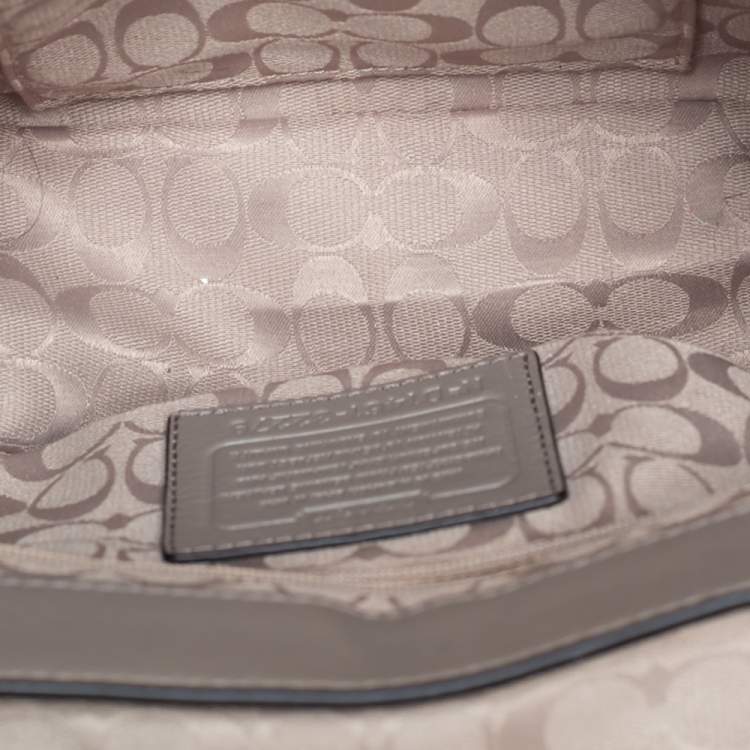 Pre Owned Coach Grey Leather Mini Bleecker Brooklyn Top Handle Bag