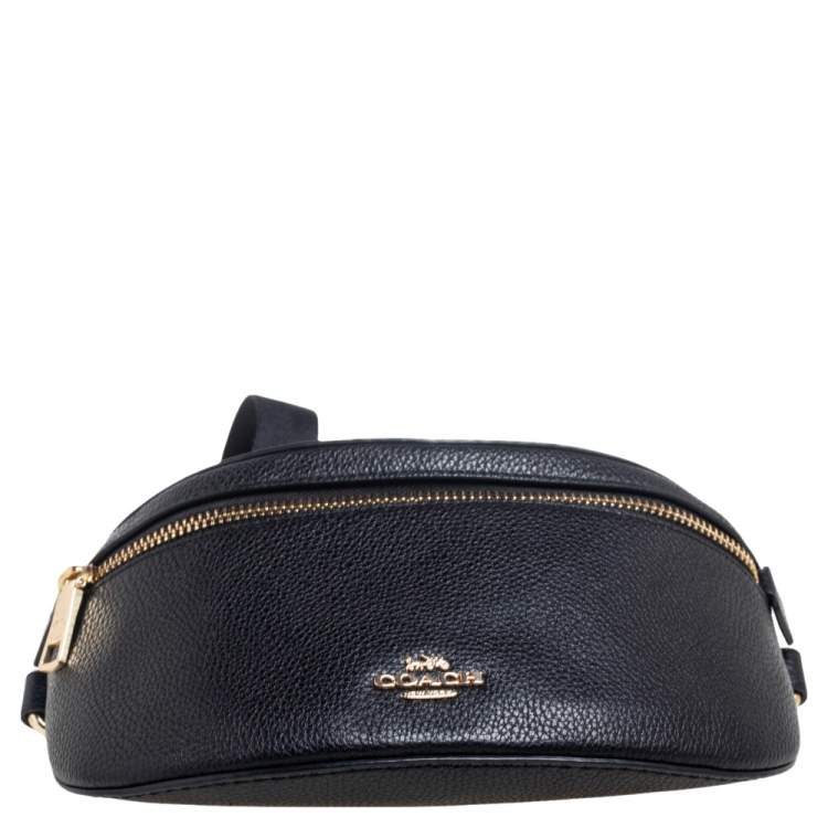 Pre Owned Coach Black Pebbled Leather Waist Belt Bag
