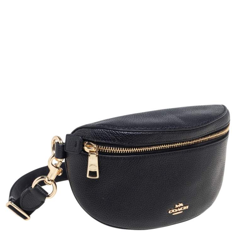 Pre Owned Coach Black Pebbled Leather Waist Belt Bag