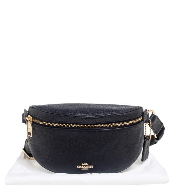 Pre Owned Coach Black Pebbled Leather Waist Belt Bag