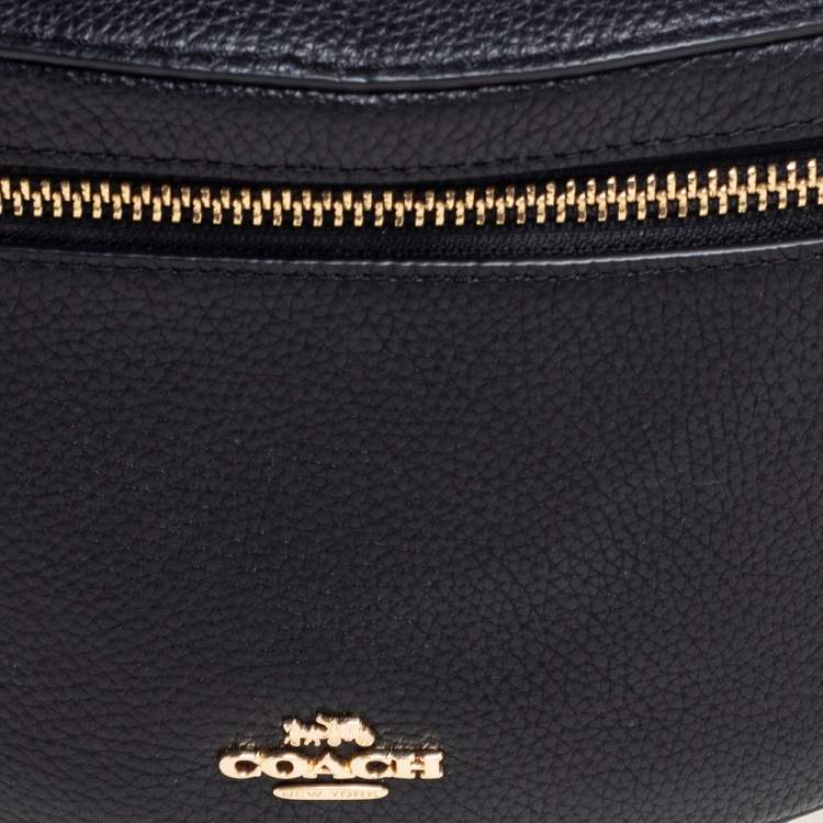Pre Owned Coach Black Pebbled Leather Waist Belt Bag