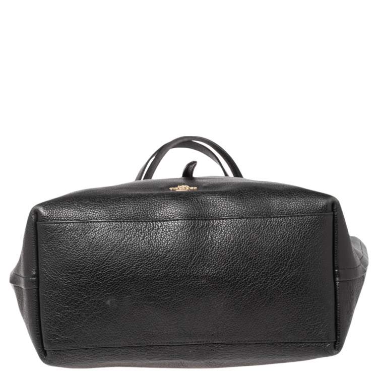 Pre Owned Coach Black Pebbled Leather Market Shopper Tote