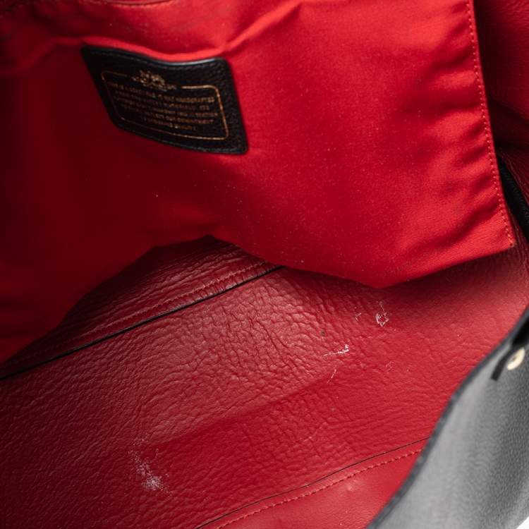 Pre Owned Coach Black Pebbled Leather Market Shopper Tote