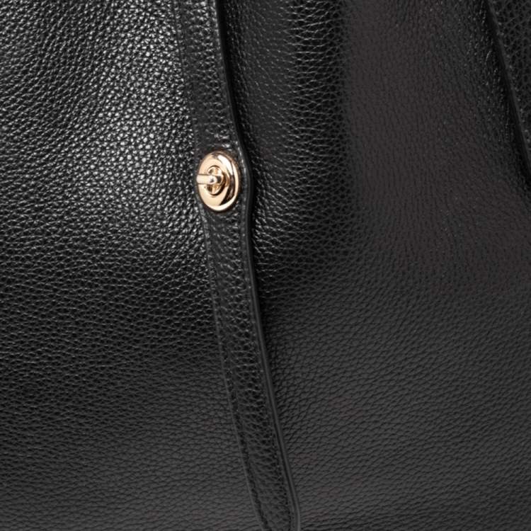 Pre Owned Coach Black Pebbled Leather Market Shopper Tote