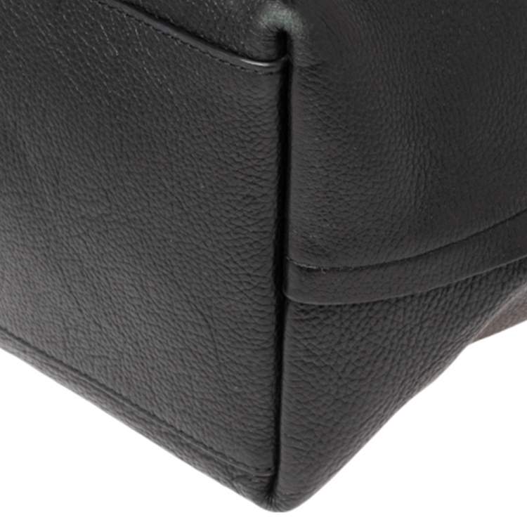 Pre Owned Coach Black Pebbled Leather Market Shopper Tote