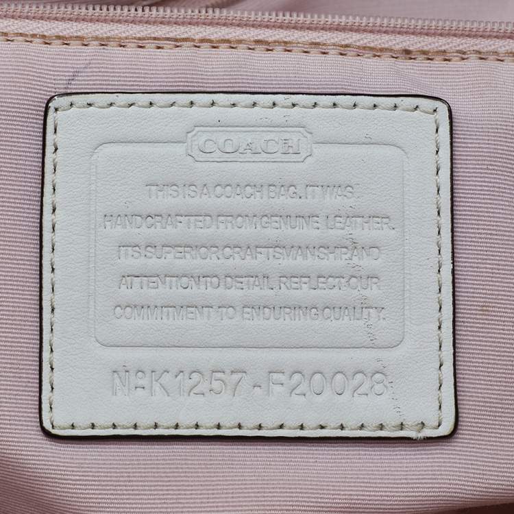 Pre Owned Coach Cream Signature Patent Leather Peyton Tote