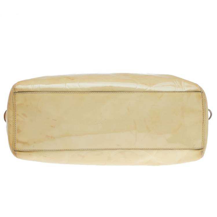 Pre Owned Coach Cream Signature Patent Leather Peyton Tote