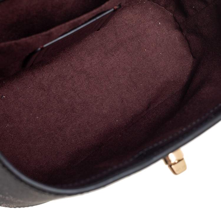 Pre Owned Coach Black Floral Print Leather Vanity Crossbody Bag