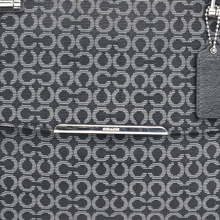 Pre Owned Coach Black Signature Canvas And Leather Double Top Zip Satchel