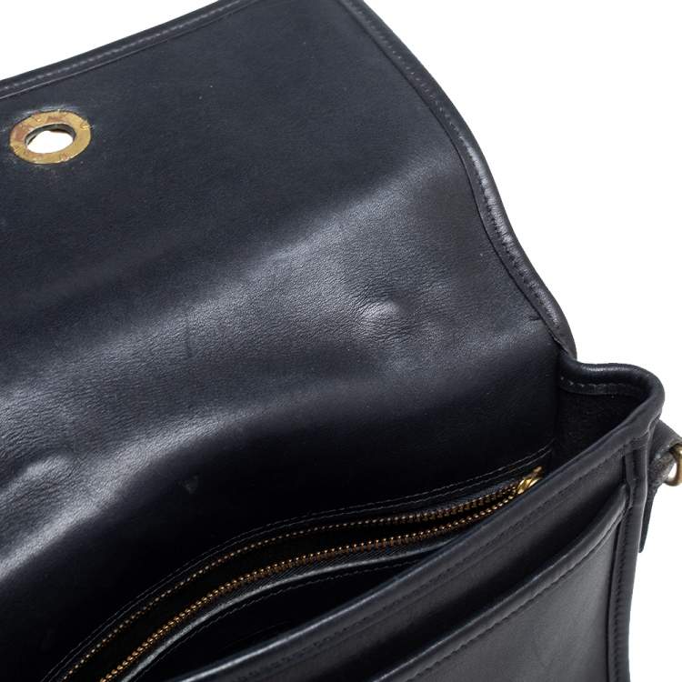 Pre Owned Coach Black Leather Court Top Handle Bag