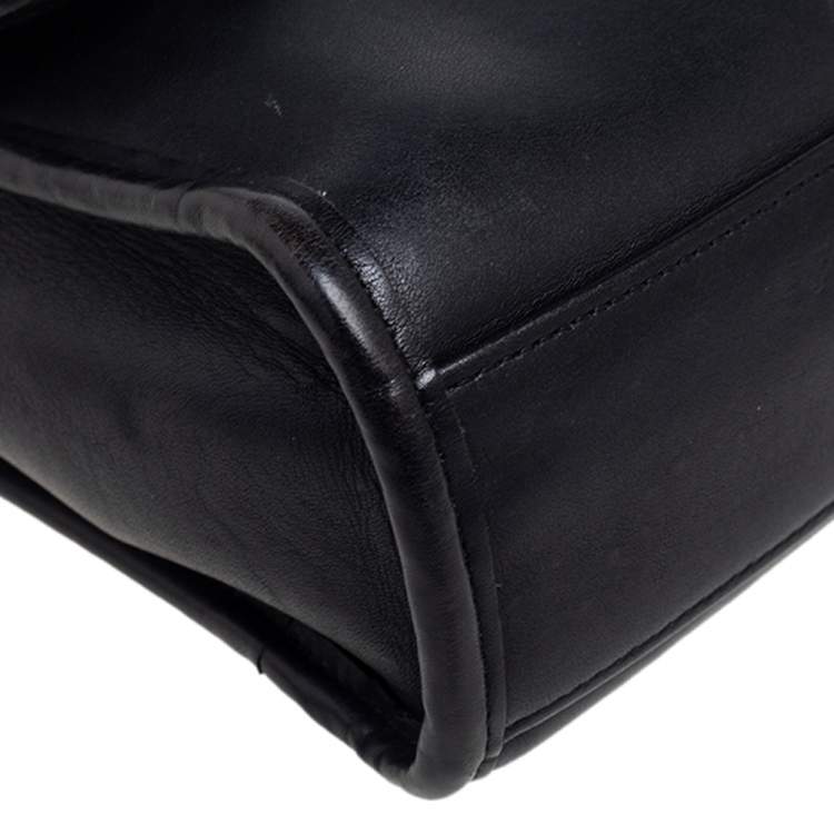 Pre Owned Coach Black Leather Court Top Handle Bag