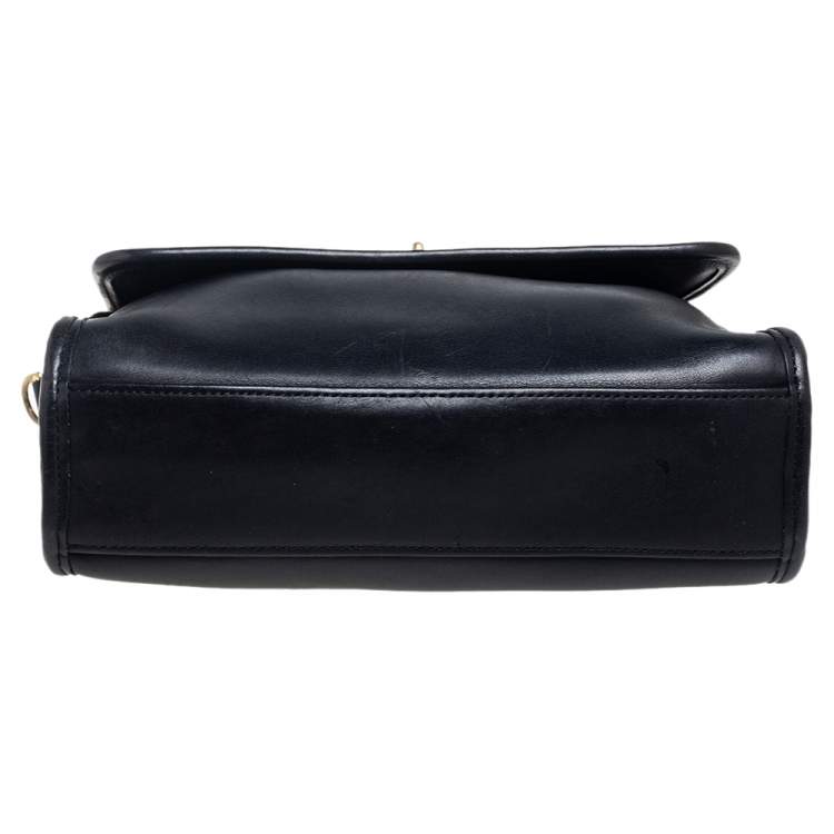 Pre Owned Coach Black Leather Court Top Handle Bag