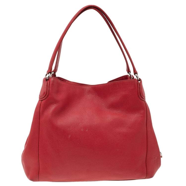 Pre Owned Coach Red Leather Edie Shoulder Bag