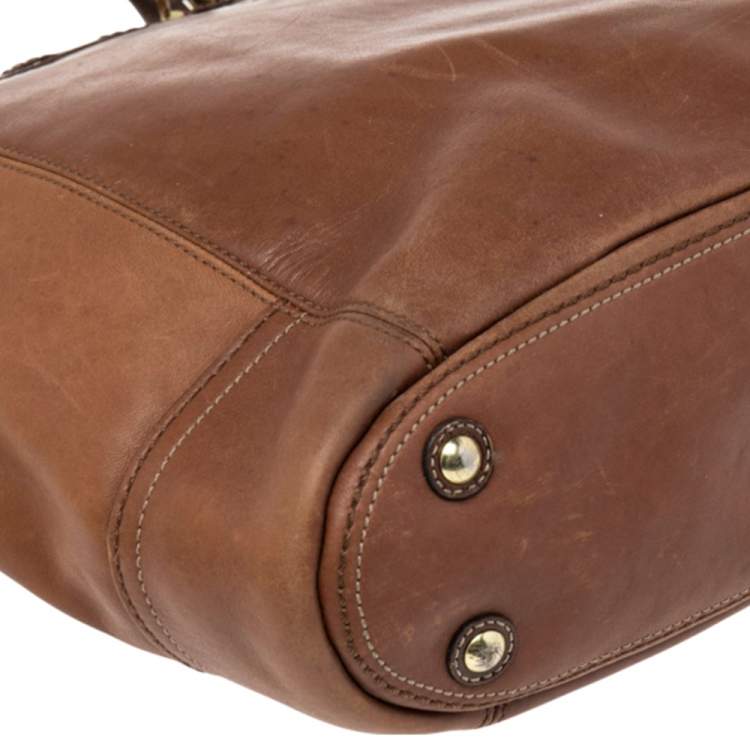 Pre Owned Coach Brown Leather Gallery Laced N/S Tote