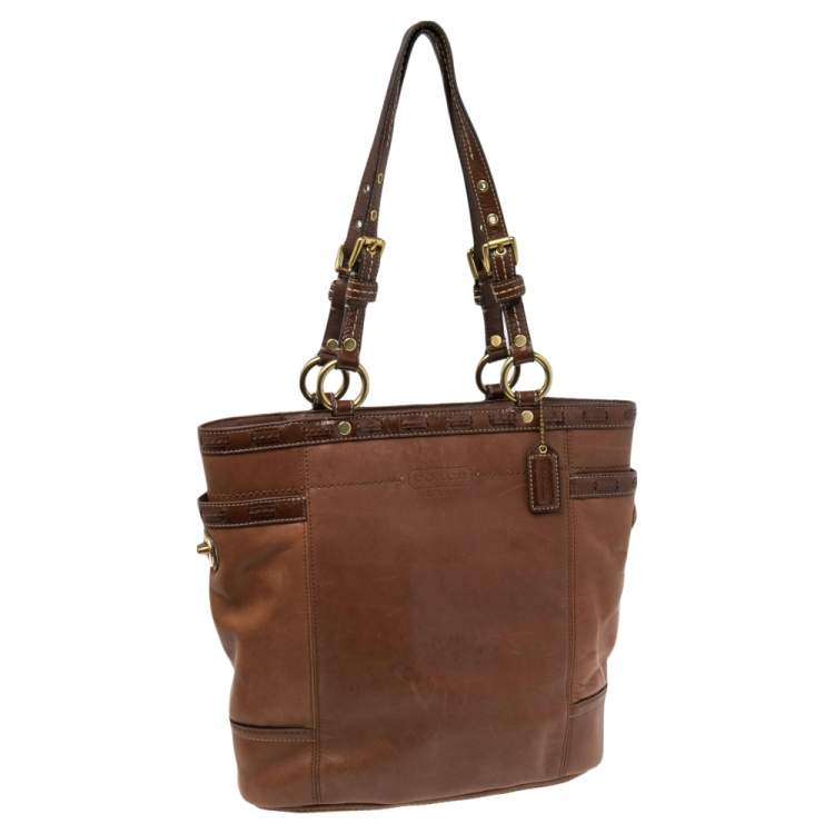 Pre Owned Coach Brown Leather Gallery Laced N/S Tote