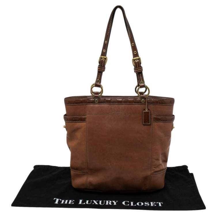 Pre Owned Coach Brown Leather Gallery Laced N/S Tote