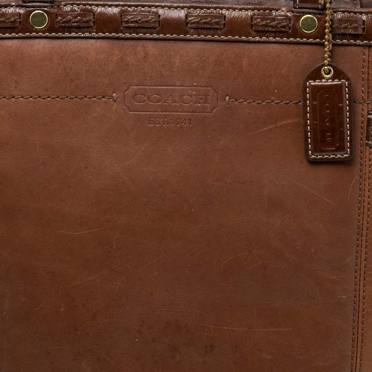 Pre Owned Coach Brown Leather Gallery Laced N/S Tote