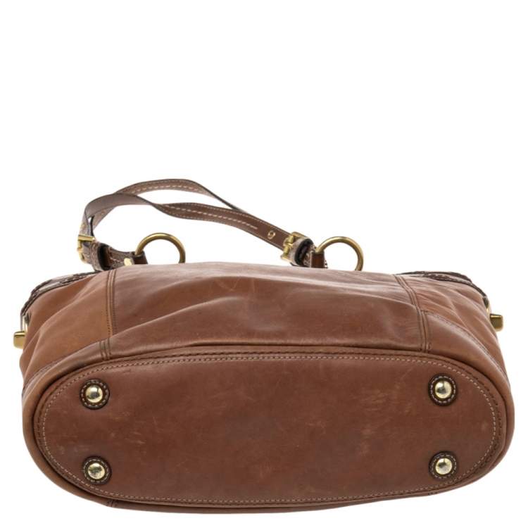 Pre Owned Coach Brown Leather Gallery Laced N/S Tote