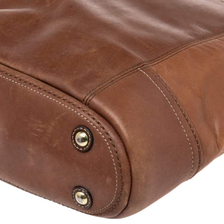 Pre Owned Coach Brown Leather Gallery Laced N/S Tote