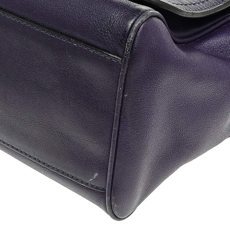 Pre Owned Coach Purple Leather Romy Top Handle Bag
