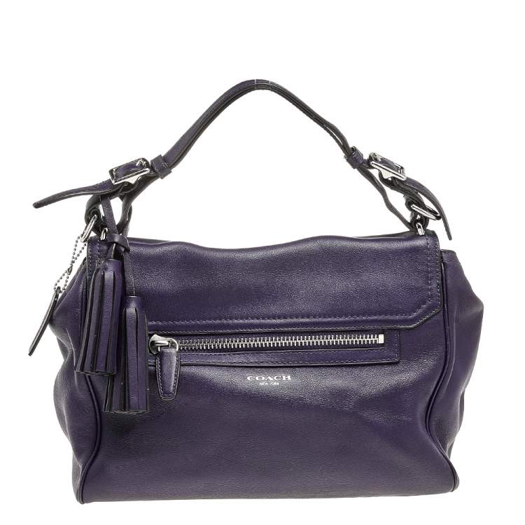 Pre Owned Coach Purple Leather Romy Top Handle Bag
