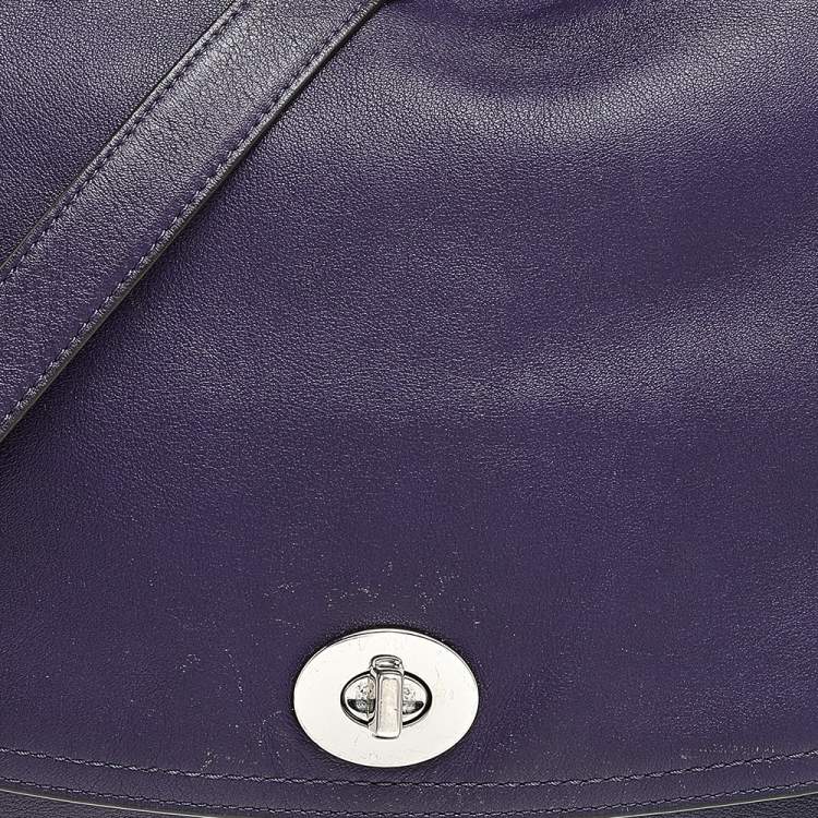 Pre Owned Coach Purple Leather Romy Top Handle Bag