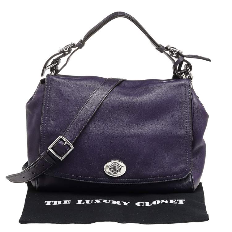 Pre Owned Coach Purple Leather Romy Top Handle Bag