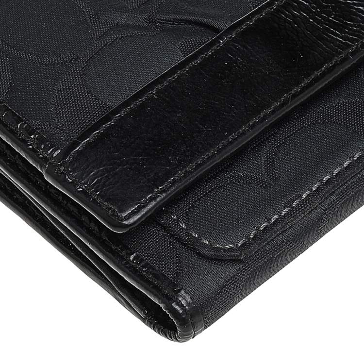 Pre Owned Coach Black Signature Canvas And Leather Continental Wallet