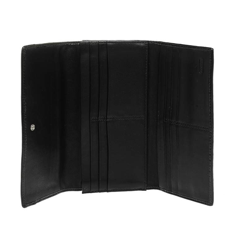 Pre Owned Coach Black Signature Canvas And Leather Continental Wallet