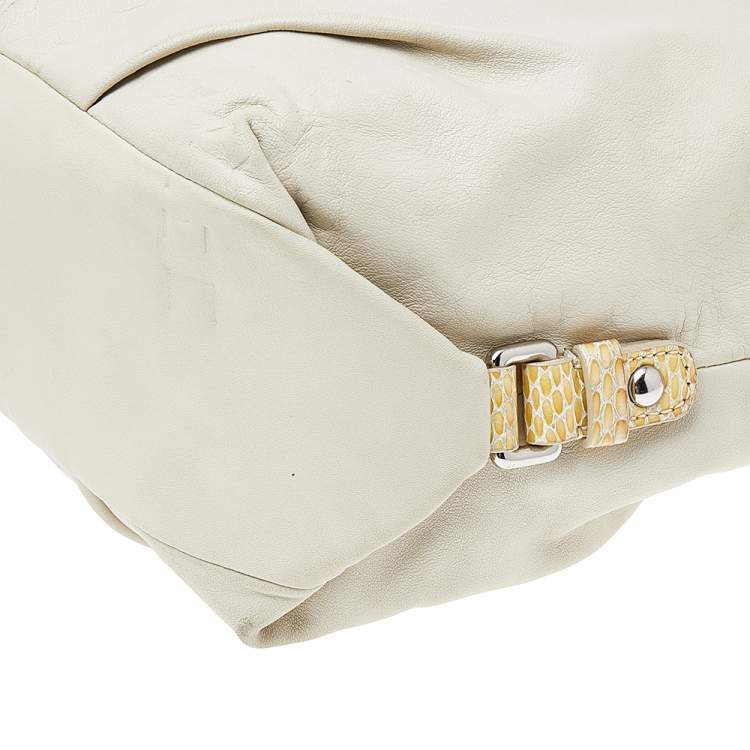 Pre Owned Coach Beige Leather Shoulder Bag