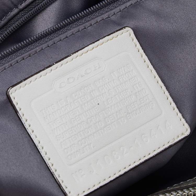 Pre Owned Coach White/Yellow Canvas And Patent Leather Satchel