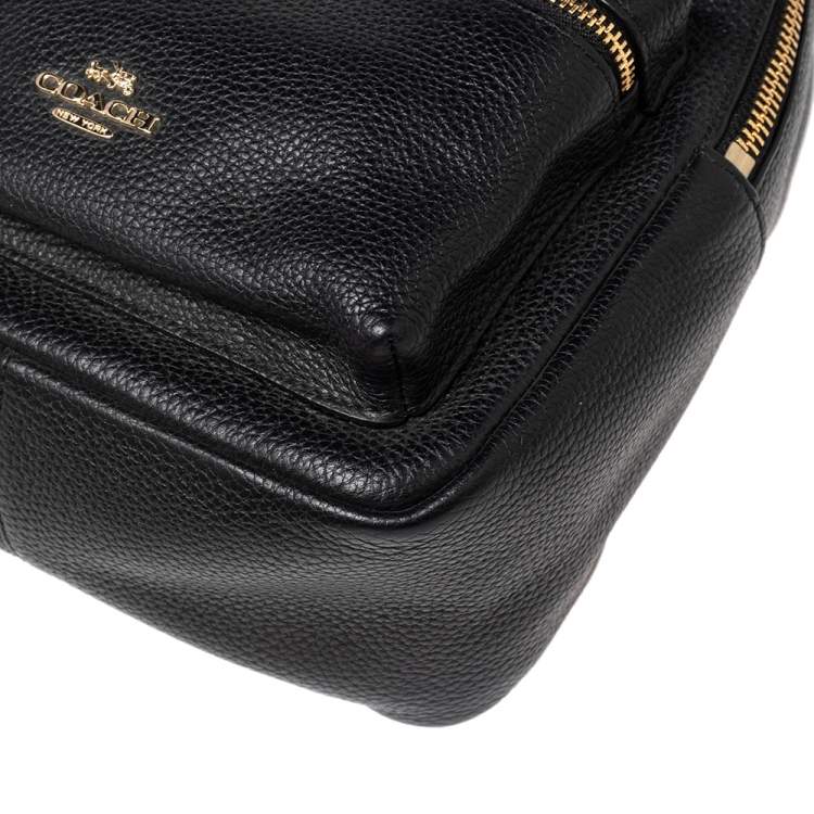 Pre Owned Coach Black Leather And Nylon Mini Charlie Backpack