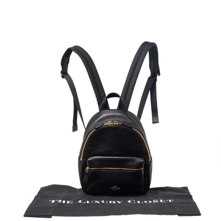 Pre Owned Coach Black Leather And Nylon Mini Charlie Backpack