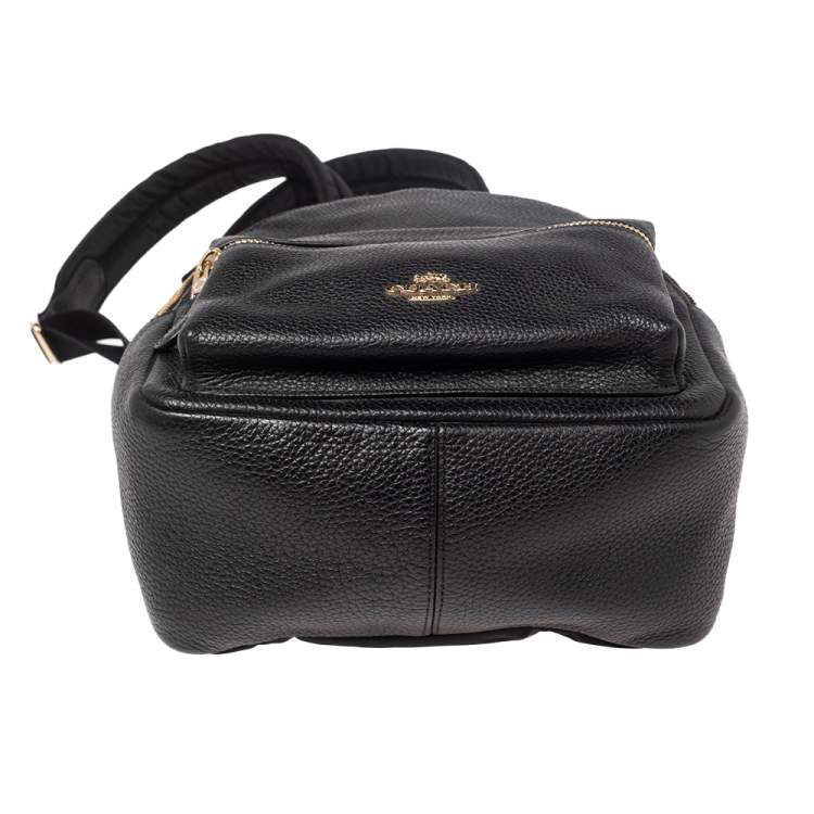 Pre Owned Coach Black Leather And Nylon Mini Charlie Backpack