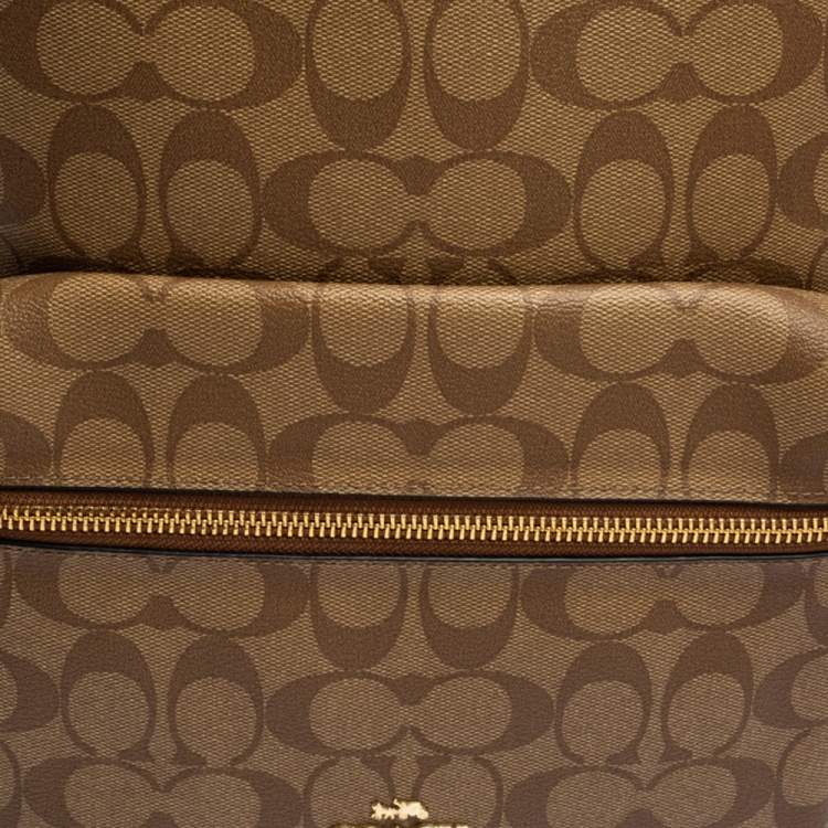 Pre Owned Coach Black/Beige Signature Coated Canvas and Leather Charlie Backpack