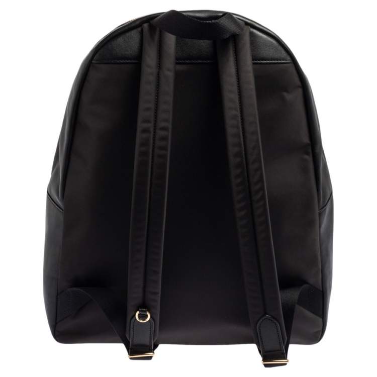 Pre Owned Coach Black/Beige Signature Coated Canvas and Leather Charlie Backpack