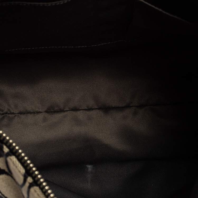 Pre Owned Coach Beige/Black Signature Canvas and Python Embossed Leather Hobo