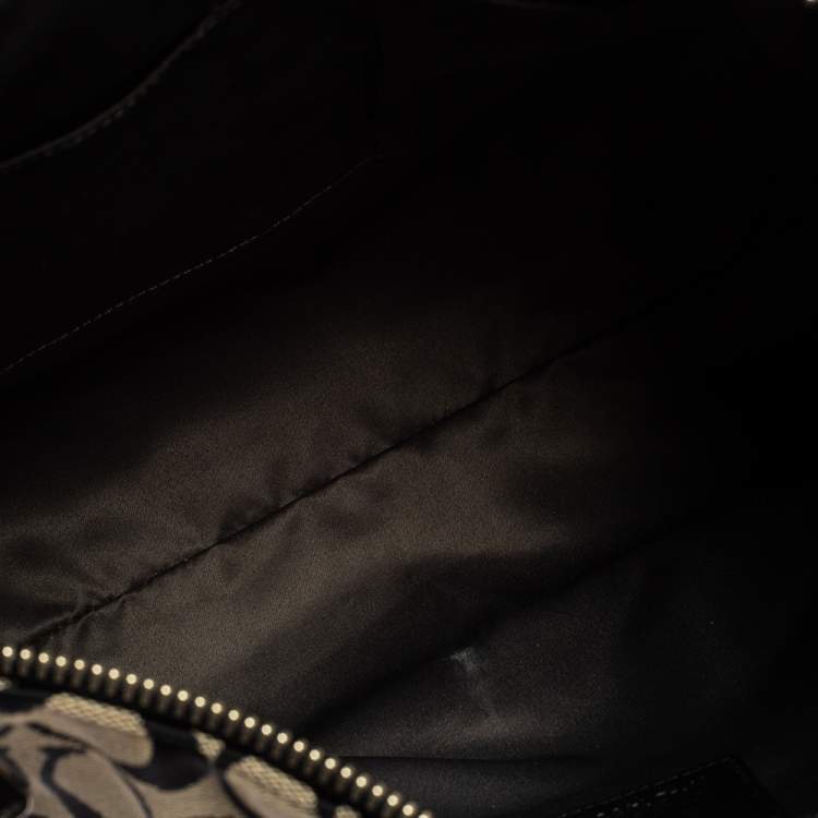 Pre Owned Coach Beige/Black Signature Canvas and Python Embossed Leather Hobo