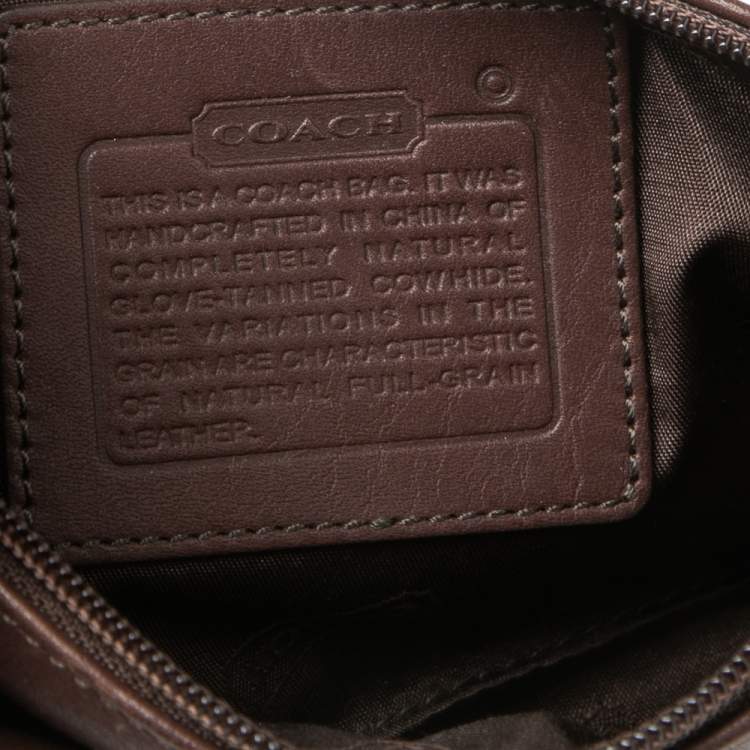 Pre Owned Coach Dark Brown Leather Turnlock Wristlet Pouch