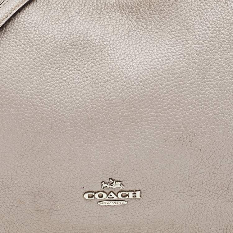 Pre Owned Coach Grey Leather Shoulder Bag