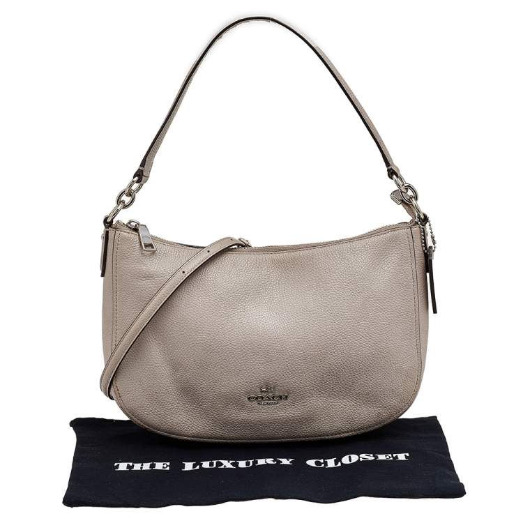 Pre Owned Coach Grey Leather Shoulder Bag