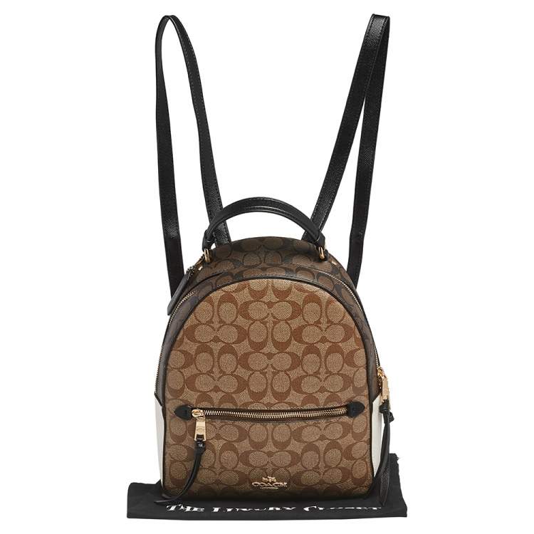 Pre Owned Coach Brown/White Signature Coated Canvas and Leather Jordyn Backpack