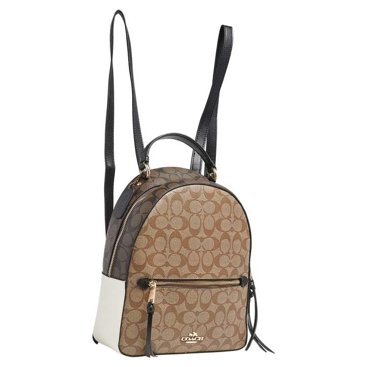 Pre Owned Coach Brown/White Signature Coated Canvas and Leather Jordyn Backpack