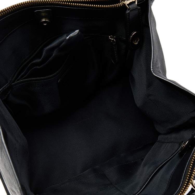 Pre Owned Coach Black Leather Crosby Carryall Double Zip Tote