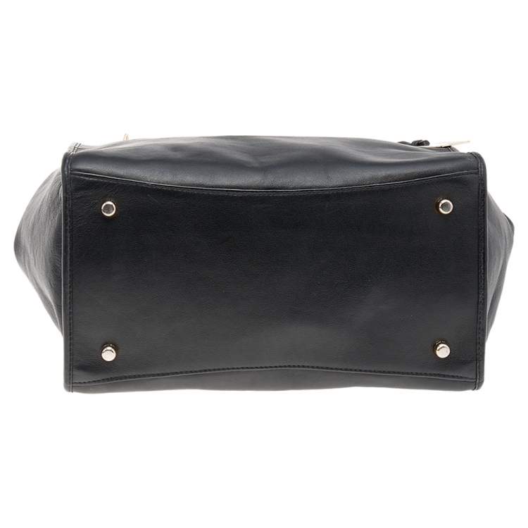 Pre Owned Coach Black Leather Crosby Carryall Double Zip Tote