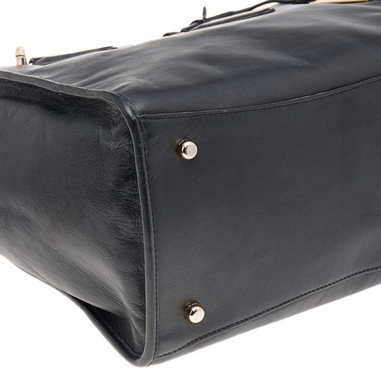 Pre Owned Coach Black Leather Crosby Carryall Double Zip Tote