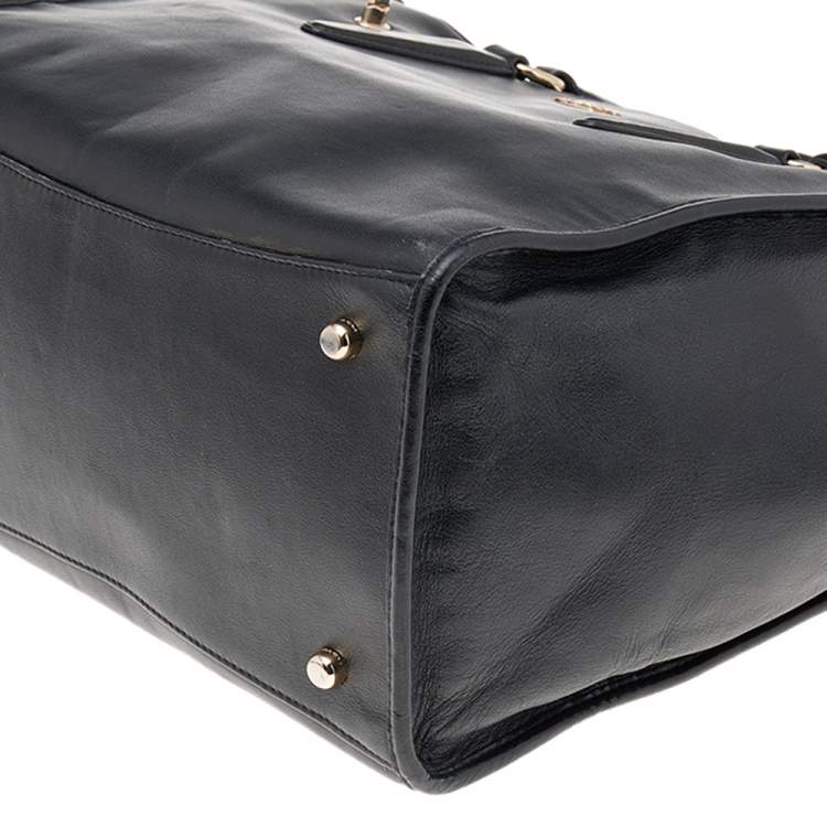 Pre Owned Coach Black Leather Crosby Carryall Double Zip Tote